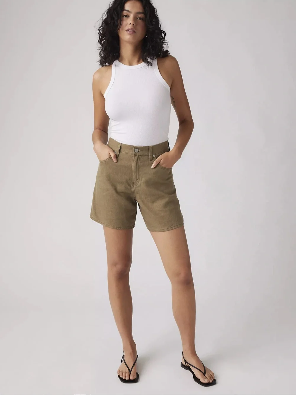 levis linen high rise baggy shorts